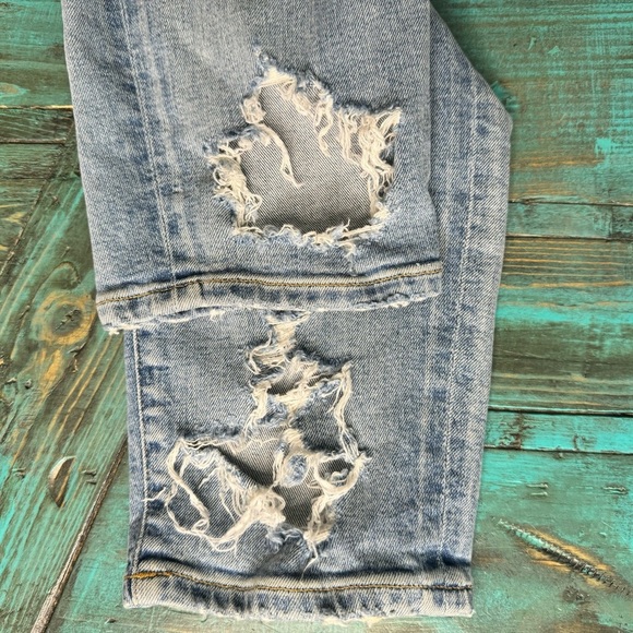 AGOLDE Sophie Crop Jean Chewed Hem & Waistband Size 30 Distressed Destroyed - Picture 10 of 14